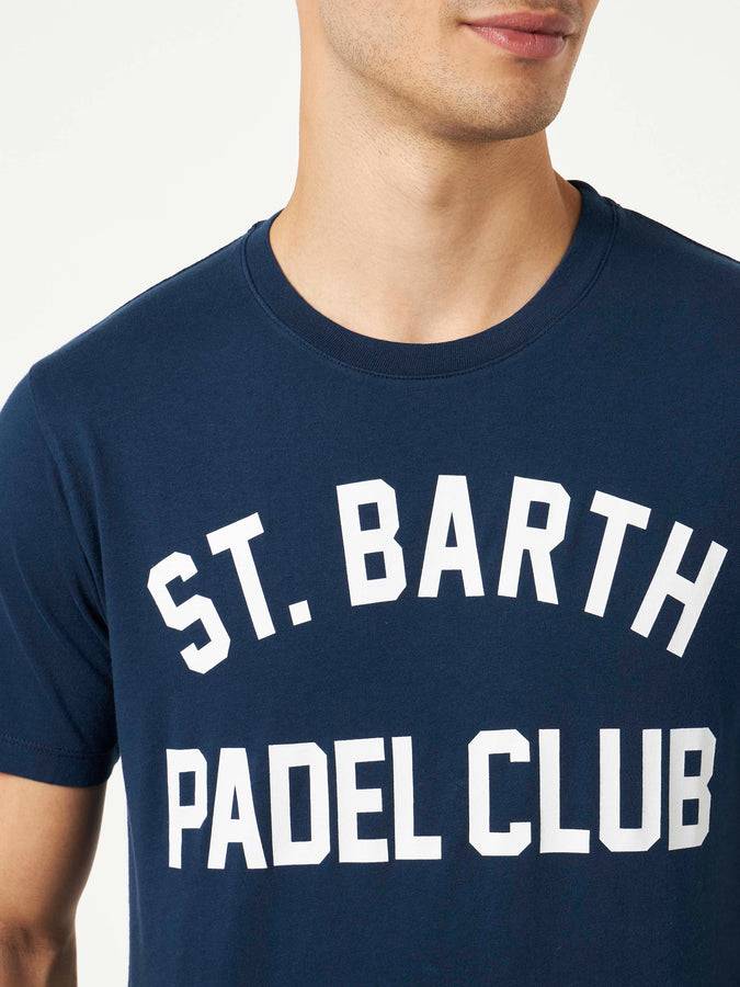 Mc2 Saint Barth T-shirt Da Uomo In Cotone Trattamento Vintage Con Stampa St. Barth Padel Club