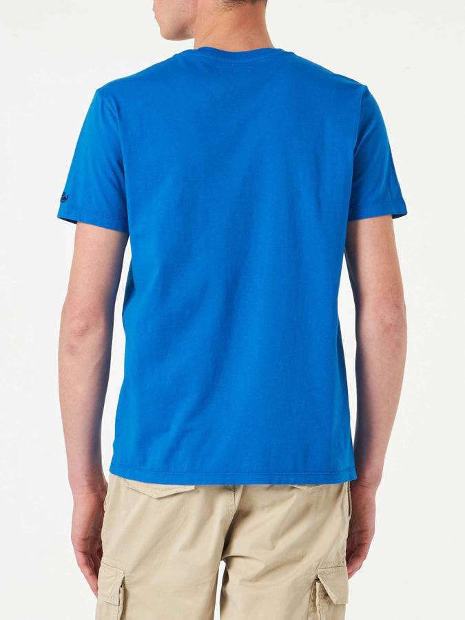 Mc2 Saint Barth T-shirt Da Uomo In Cotone Trattamento Vintage Con Stampa St. Barth Padel Club