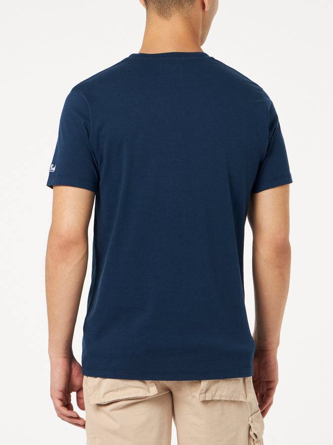 Mc2 Saint Barth T-shirt Da Uomo In Cotone Trattamento Vintage Con Stampa St. Barth Padel Club