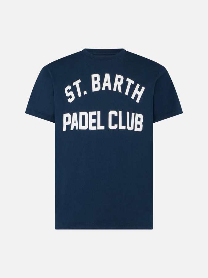 Mc2 Saint Barth T-shirt Da Uomo In Cotone Trattamento Vintage Con Stampa St. Barth Padel Club
