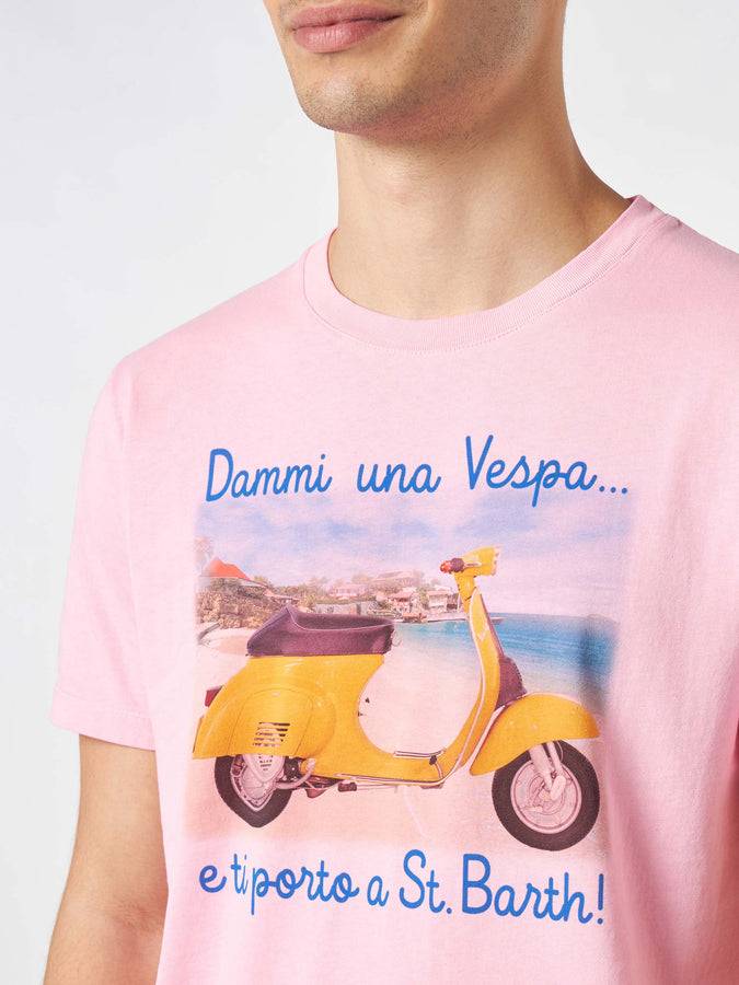 Mc2 Saint Barth T-shirt Da Uomo In Cotone Trattamento Vintage Con Stampa Dammi Una Vespa E Ti Porto A St. Barth | EDIZIONE SPECIALE VESPA®