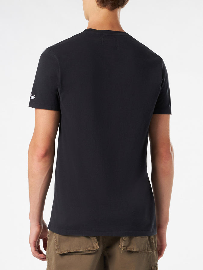 Mc2 Saint Barth T-shirt Da Uomo In Cotone Trattamento Vintage Con Stampa Cocktails