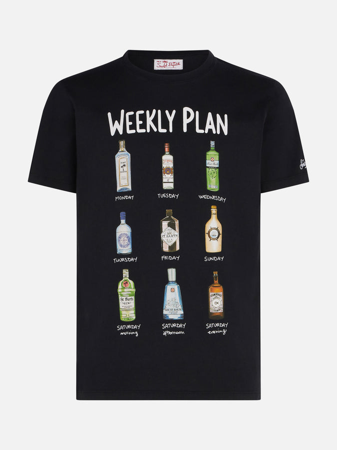 Mc2 Saint Barth T-shirt Da Uomo In Cotone Trattamento Vintage Con Stampa Cocktails