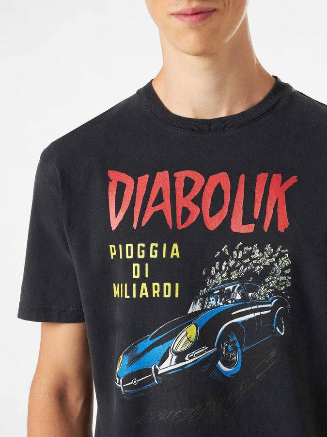 Mc2 Saint Barth T-shirt da uomo in cotone trattamento vintage con auto Diabolik e soldi stampati | DIABOLIK EDIZIONE SPECIALE
