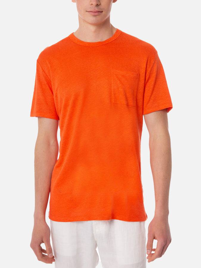 Mc2 Saint Barth T-shirt Da Uomo In Jersey Di Lino Arancione