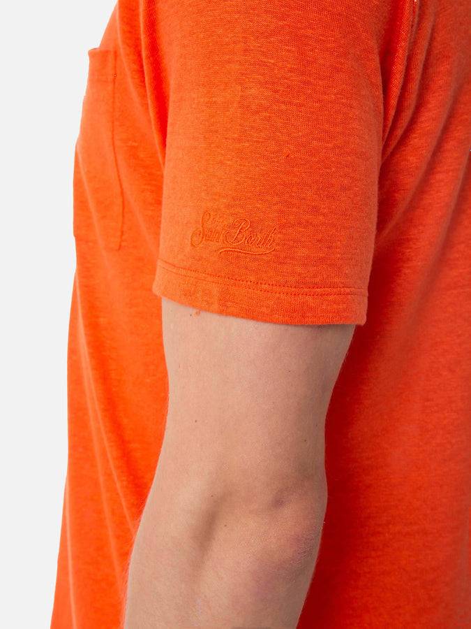 Mc2 Saint Barth T-shirt Da Uomo In Jersey Di Lino Arancione
