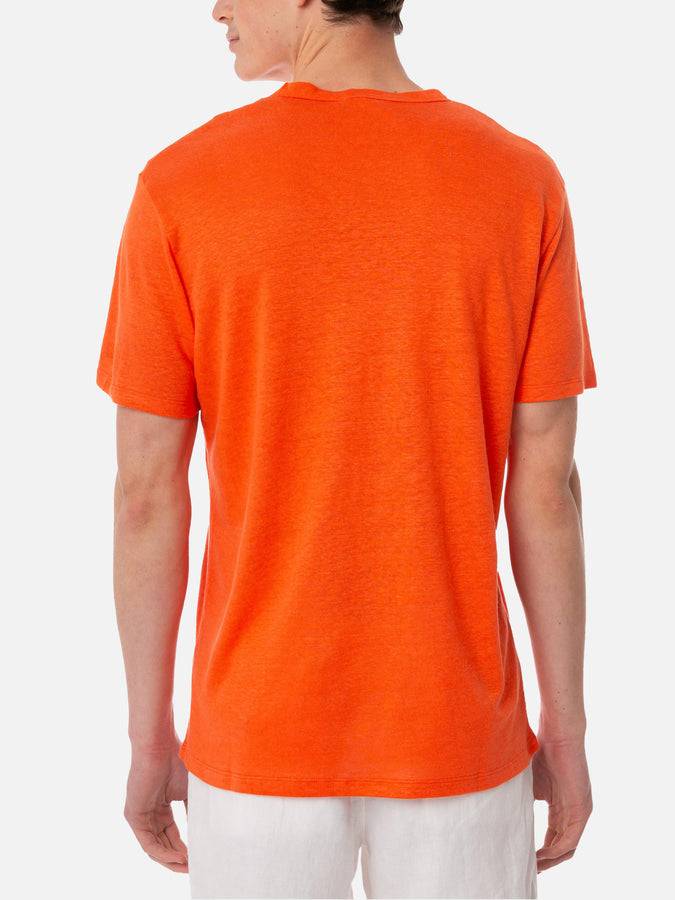Mc2 Saint Barth T-shirt Da Uomo In Jersey Di Lino Arancione