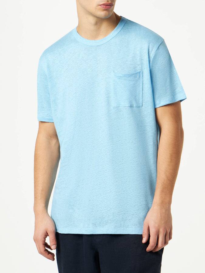 Mc2 Saint Barth T-shirt Da Uomo In Jersey Di Lino Azzurro