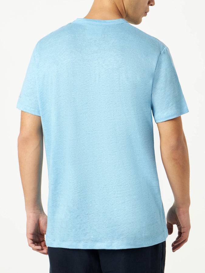 Mc2 Saint Barth T-shirt Da Uomo In Jersey Di Lino Azzurro