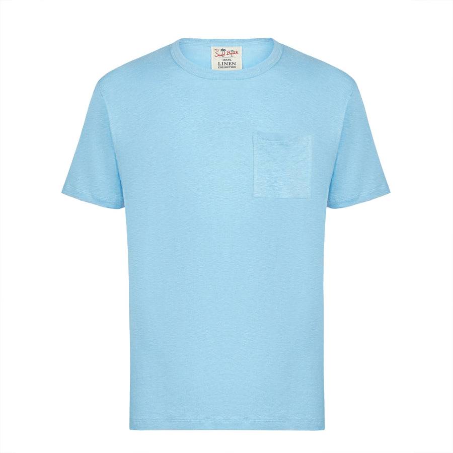 Mc2 Saint Barth T-shirt Da Uomo In Jersey Di Lino Azzurro