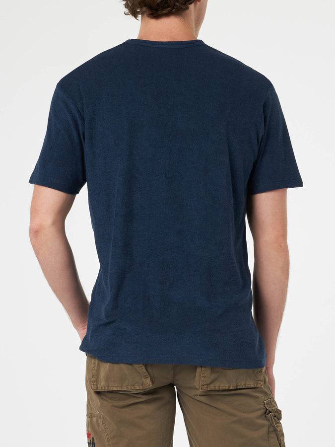 Mc2 Saint Barth T-shirt Da Uomo In Spugna Blu Navy Gary Con Ricamo St. Barth