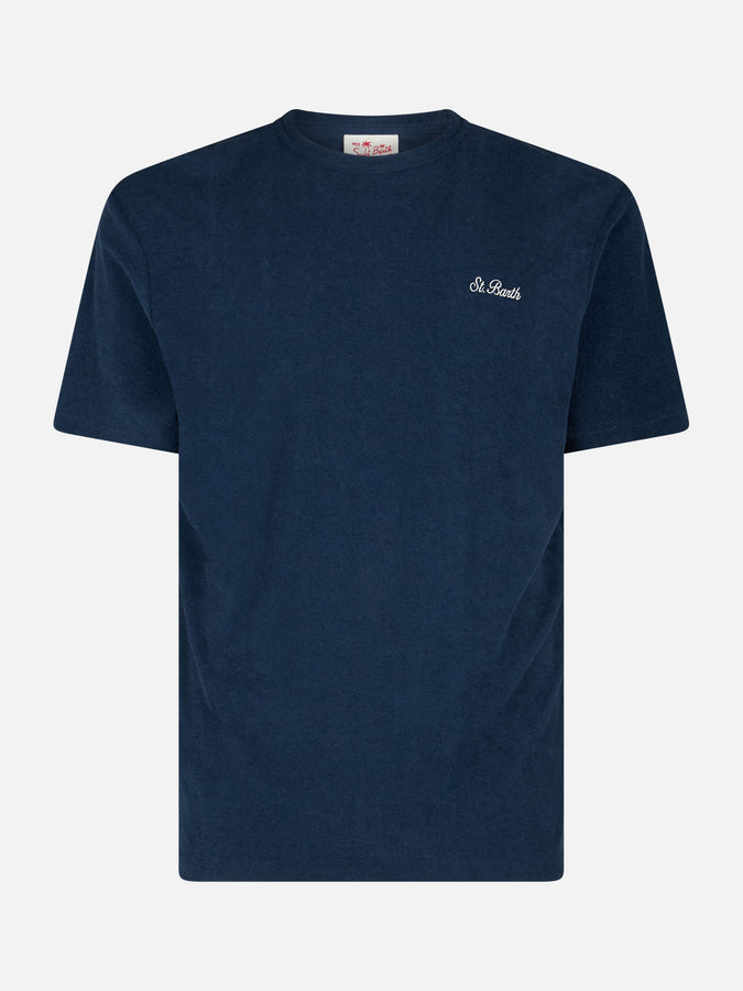Mc2 Saint Barth T-shirt Da Uomo In Spugna Blu Navy Gary Con Ricamo St. Barth