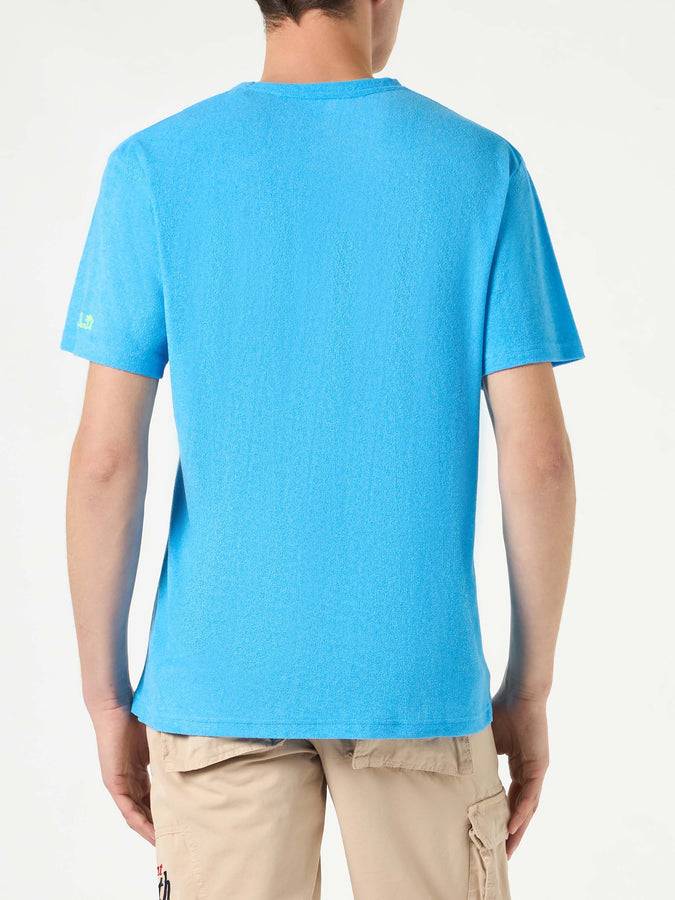 Mc2 Saint Barth T-shirt Da Uomo In Spugna Bluette Con Taschino