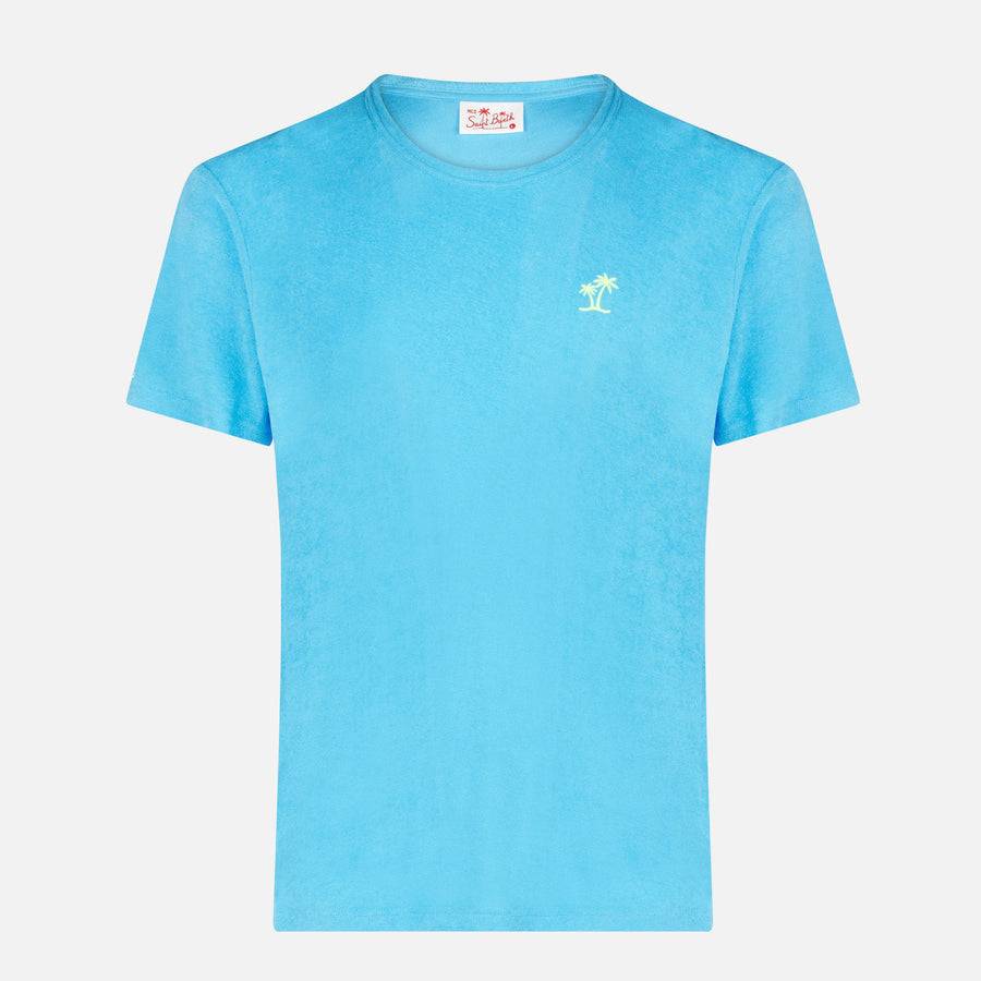 Mc2 Saint Barth T-shirt Da Uomo In Spugna Bluette Con Taschino