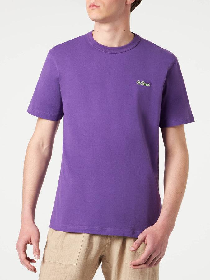 Mc2 Saint Barth T-shirt Da Uomo Viola In Cotone Con Ricamo