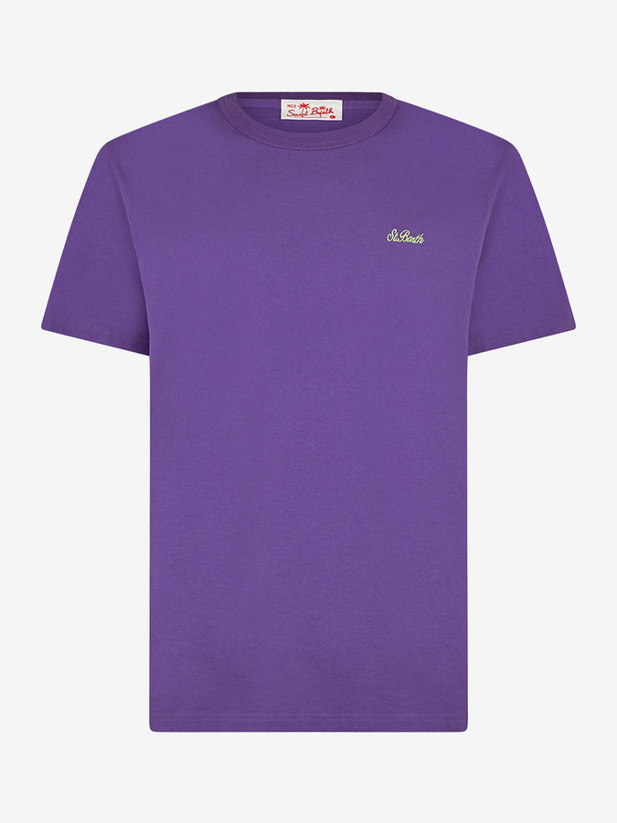 Mc2 Saint Barth T-shirt Da Uomo Viola In Cotone Con Ricamo