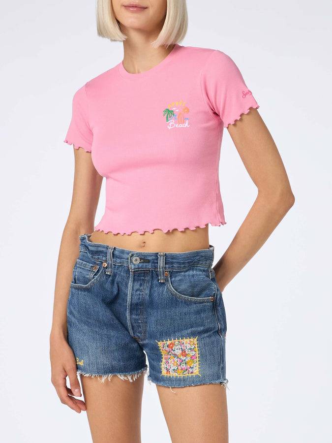 Mc2 Saint Barth T-shirt Donna A Costine Con Ricamo Après Beach