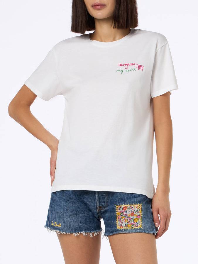 Mc2 Saint Barth T-shirt Donna Girocollo Emilie In Jersey Di Cotone Con Ricamo Shopping Is My Sport