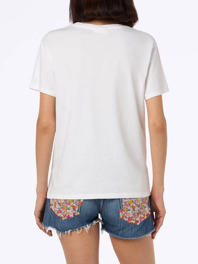 Mc2 Saint Barth T-shirt Donna Girocollo Emilie In Jersey Di Cotone Con Ricamo Shopping Is My Sport