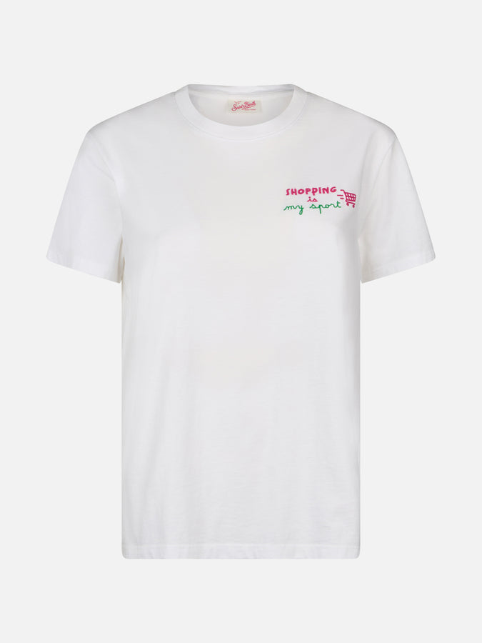 Mc2 Saint Barth T-shirt Donna Girocollo Emilie In Jersey Di Cotone Con Ricamo Shopping Is My Sport