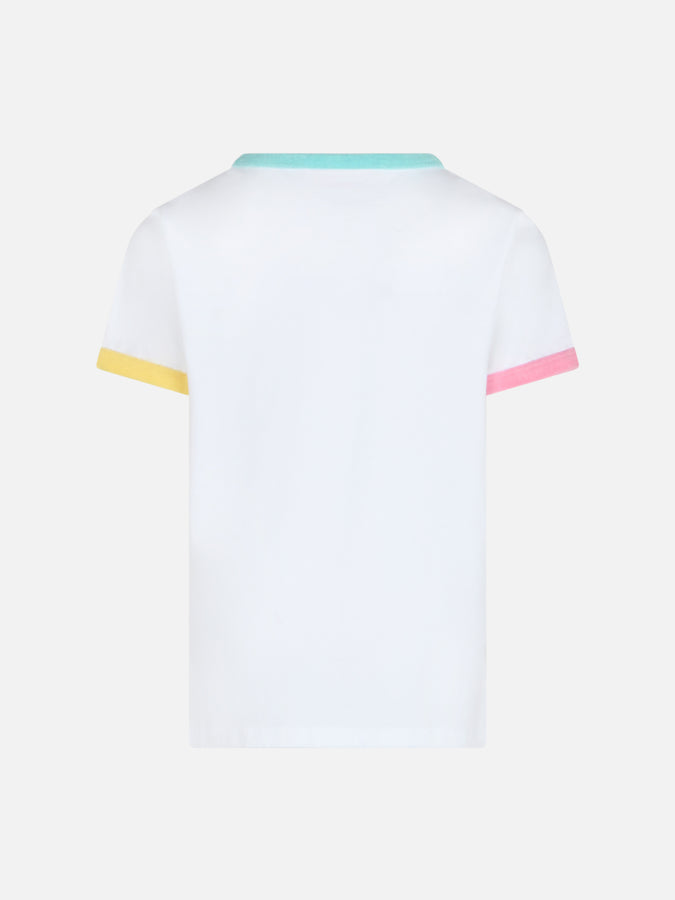 Mc2 Saint Barth T-shirt Girocollo Da Bambina Elly In Jersey Di Cotone Con Patch Saint Barth In Spugna