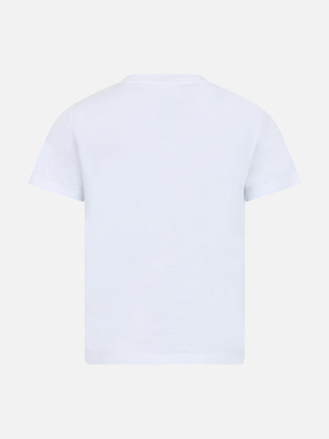 Mc2 Saint Barth T-shirt Girocollo Da Bambina Elly In Jersey Di Cotone Con Ricamo Viziata Da Papà