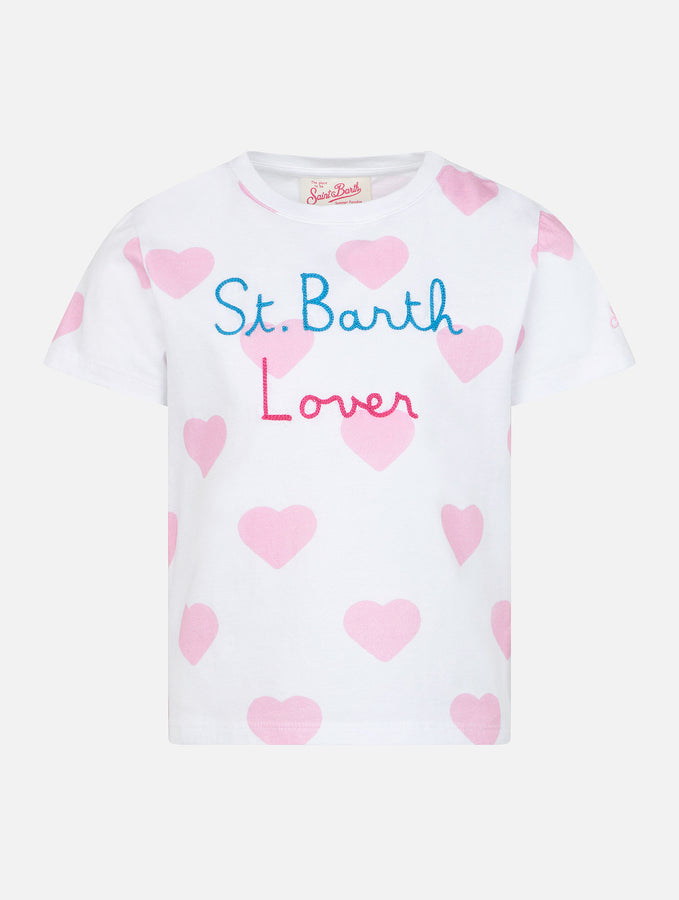 Mc2 Saint Barth T-shirt girocollo da bambina Elly in jersey di cotone con ricamo mood Vacay