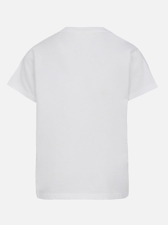 Mc2 Saint Barth T-shirt Girocollo Da Bambina Elly In Jersey Di Cotone Con Ricamo Di Strass Saint Barth