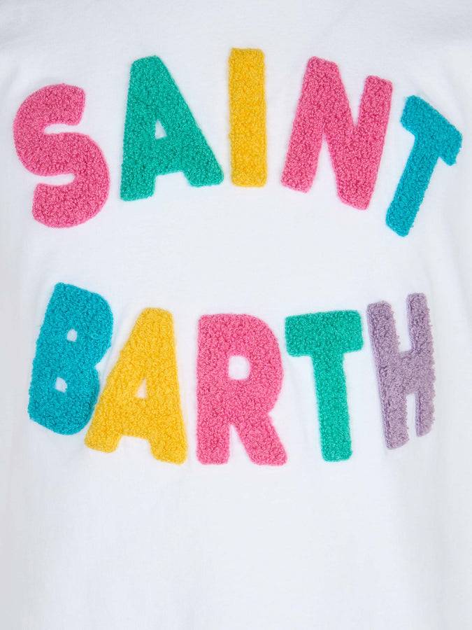Mc2 Saint Barth T-shirt Girocollo Da Bambina Elly In Jersey Di Cotone Con Patch Saint Barth In Spugna