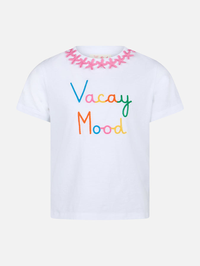 Mc2 Saint Barth T-shirt girocollo da bambina Elly in jersey di cotone con ricamo mood Vacay