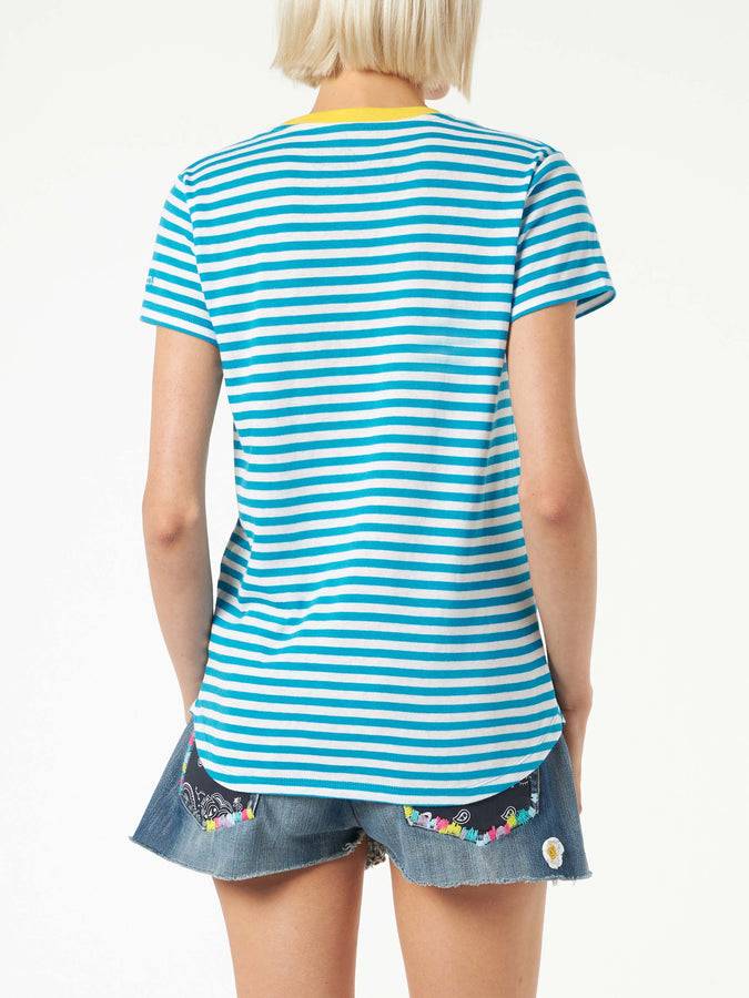 Mc2 Saint Barth T-shirt In Cotone Bluette Con Ricamo Where Is St. Barth?