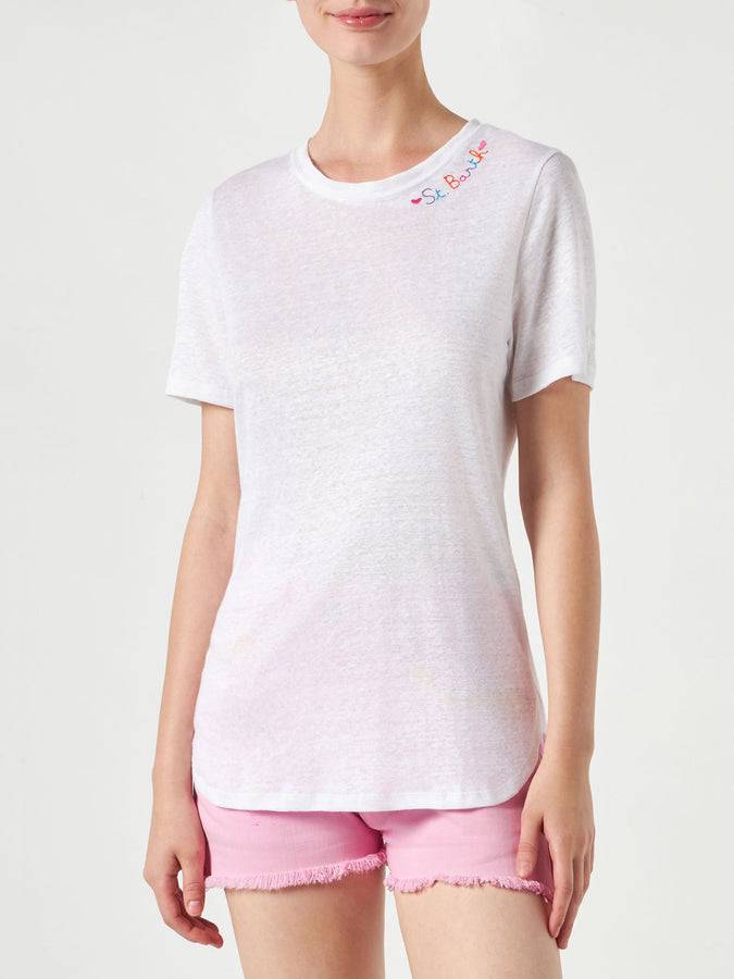 Mc2 Saint Barth T-shirt In Cotone Con Ricamo Love St. Barth