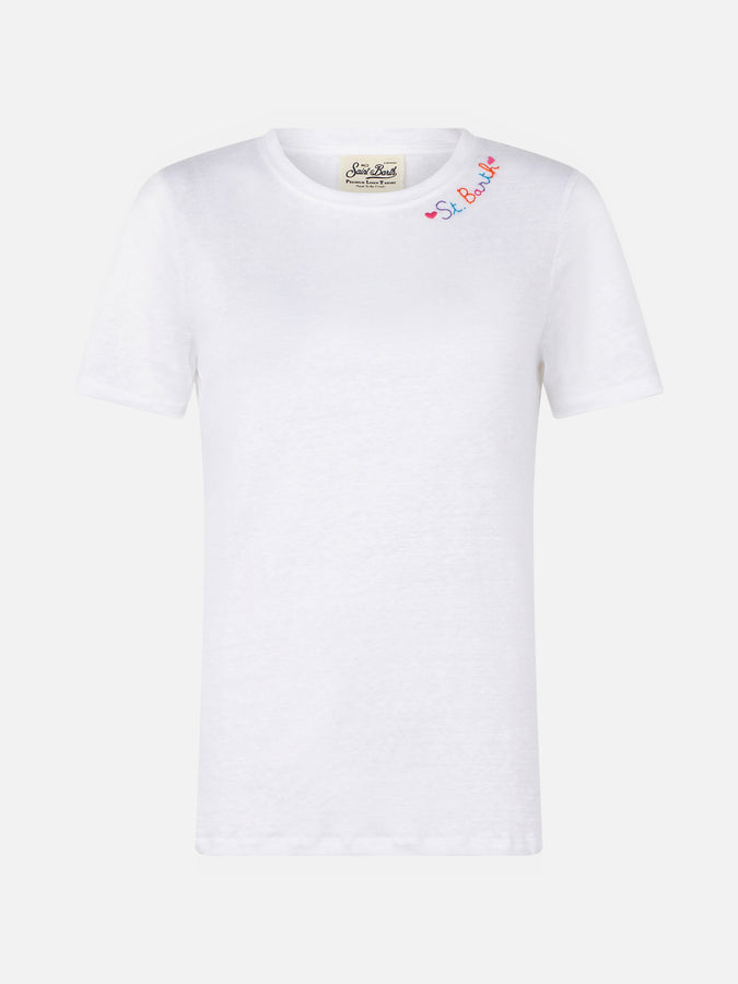 Mc2 Saint Barth T-shirt In Cotone Con Ricamo Love St. Barth