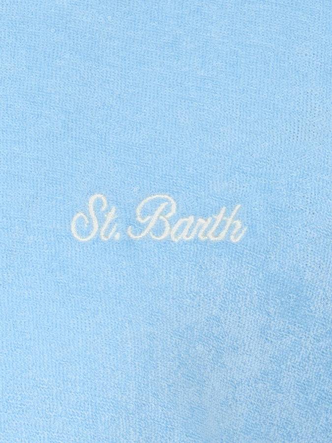 Mc2 Saint Barth T-shirt Per Bambino In Spugna Azzurra Gary Con Ricamo St. Barth