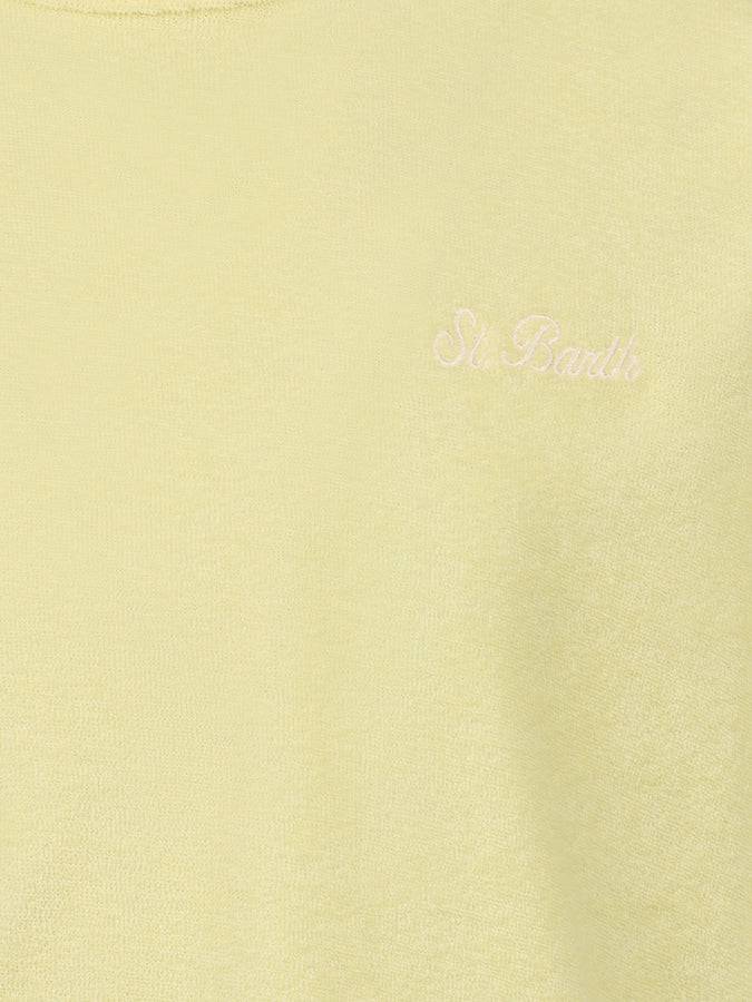 Mc2 Saint Barth T-shirt Per Bambino In Spugna Giallo Pallido Gary Con Ricamo St. Barth