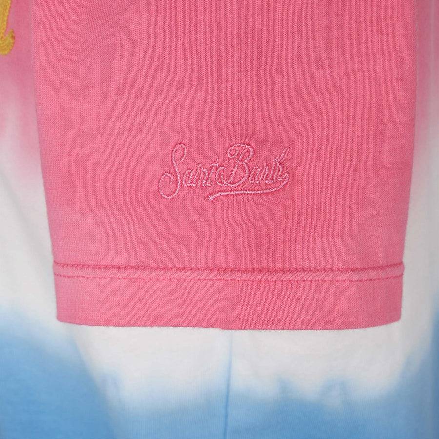 Mc2 Saint Barth T-shirt Tie Dye Da Bambina Con Scritta St. Barth
