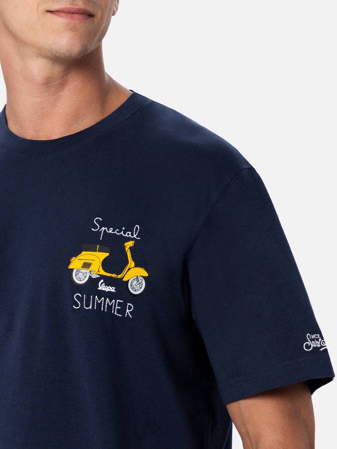 Mc2 Saint Barth T-shirt Uomo Con Stampa Piazzata E Ricamo Vespa | EDIZIONE SPECIALE VESPA