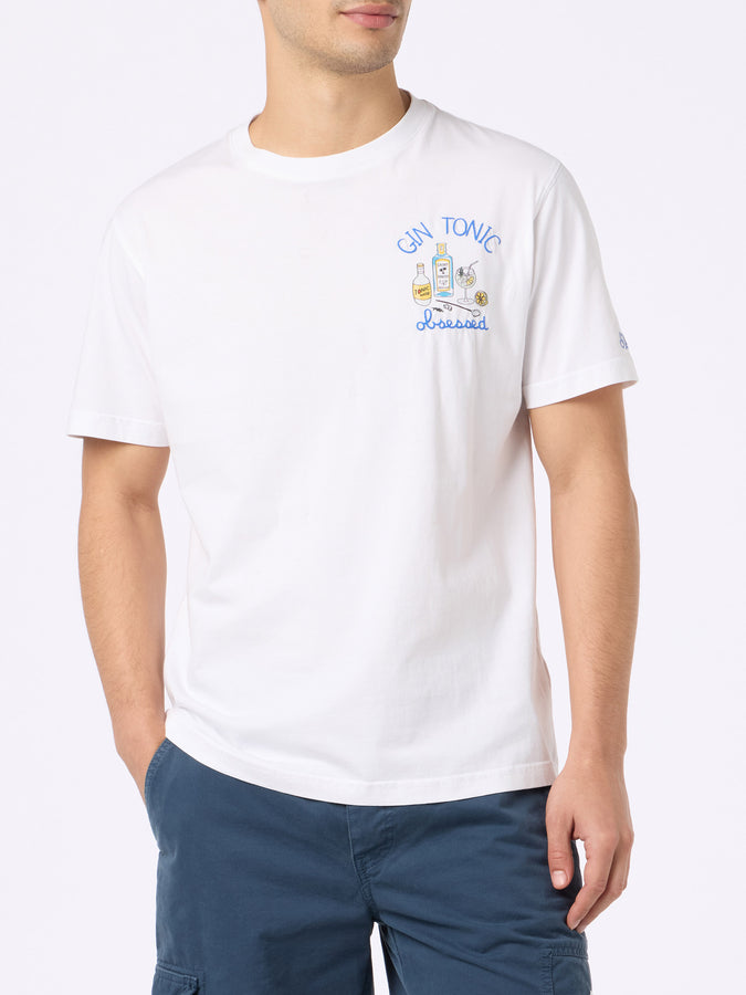Mc2 Saint Barth T-shirt Uomo In Cotone Con Ricamo Gin Tonic Ossessione