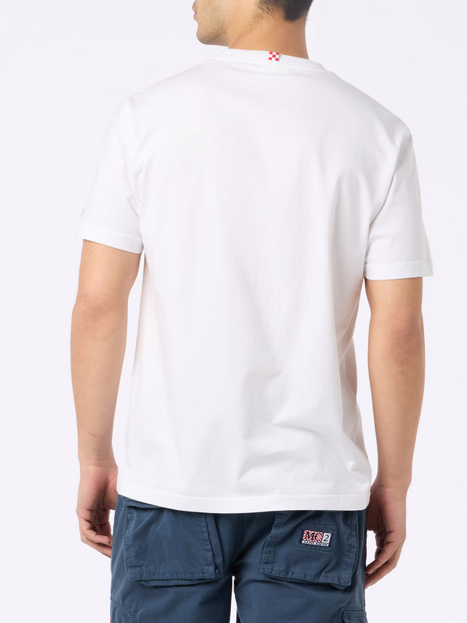 Mc2 Saint Barth T-shirt Uomo In Cotone Con Ricamo Gin Tonic Ossessione