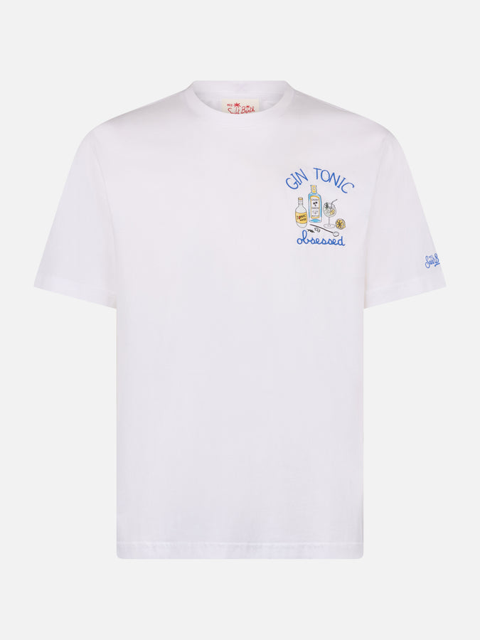 Mc2 Saint Barth T-shirt Uomo In Cotone Con Ricamo Gin Tonic Ossessione