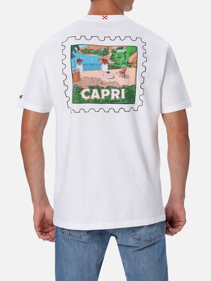 Mc2 Saint Barth T-shirt Uomo In Cotone Con Stampa Cartolina Capri Davanti E Dietro | EDIZIONE SPECIALE ALESSANDRO ENRIQUEZ