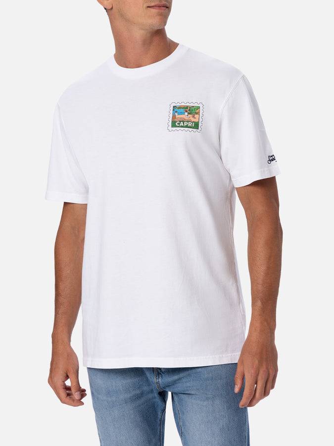 Mc2 Saint Barth T-shirt Uomo In Cotone Con Stampa Cartolina Capri Davanti E Dietro | EDIZIONE SPECIALE ALESSANDRO ENRIQUEZ