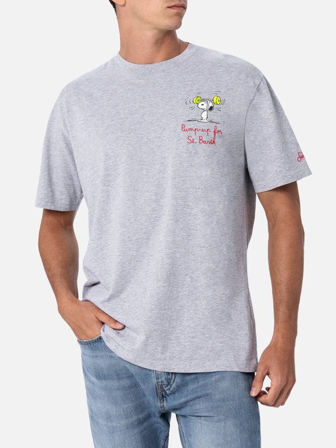 Mc2 Saint Barth T-shirt Uomo In Cotone Con Stampa E Ricamo Snoopy| EDIZIONE SPECIALE SNOOPY PEANUTS™