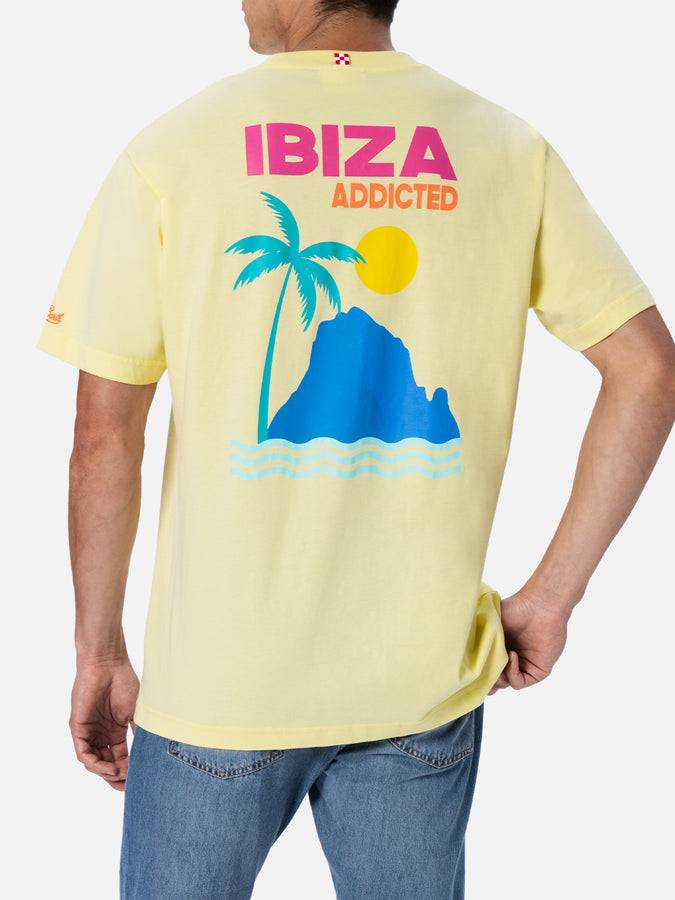 Mc2 Saint Barth T-shirt Uomo In Cotone Con Stampa Piazzata Cartolina Ibiza Addicted