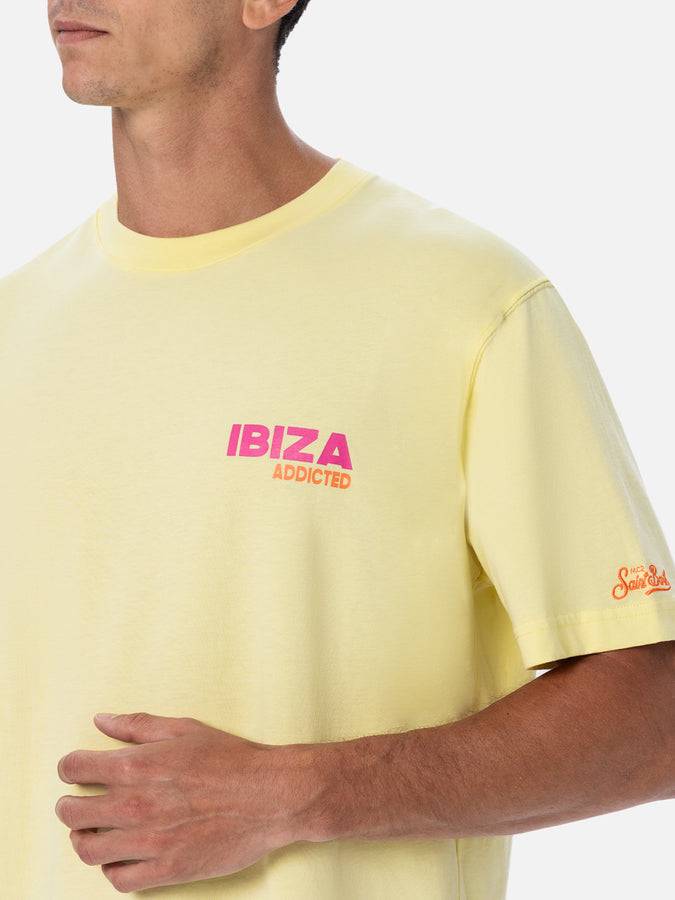 Mc2 Saint Barth T-shirt Uomo In Cotone Con Stampa Piazzata Cartolina Ibiza Addicted