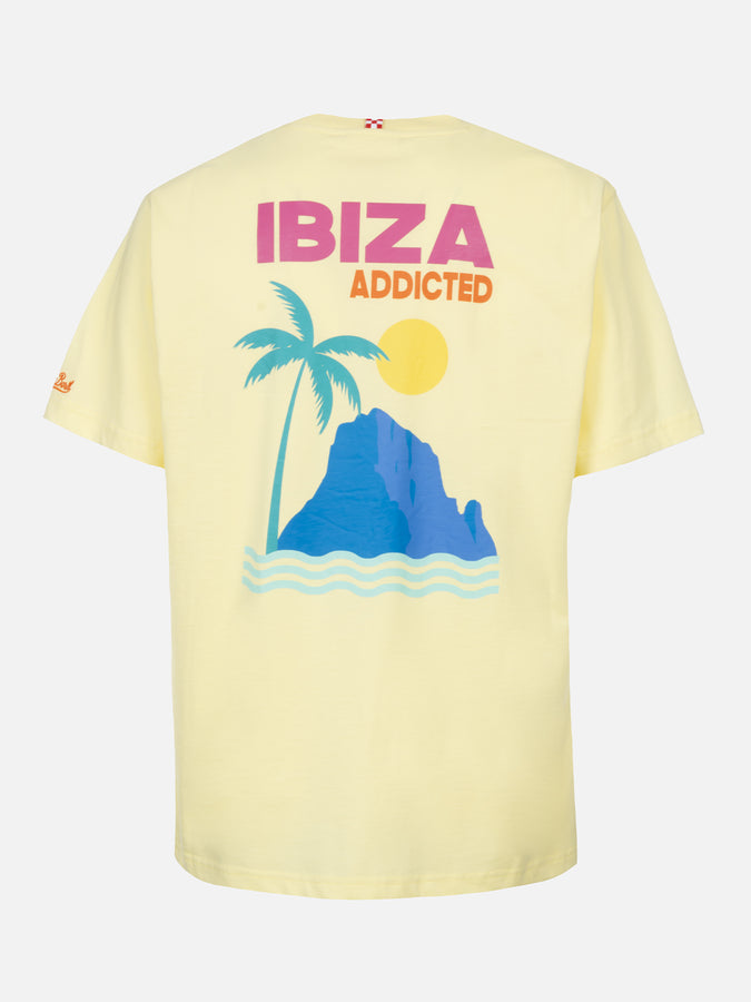Mc2 Saint Barth T-shirt Uomo In Cotone Con Stampa Piazzata Cartolina Ibiza Addicted