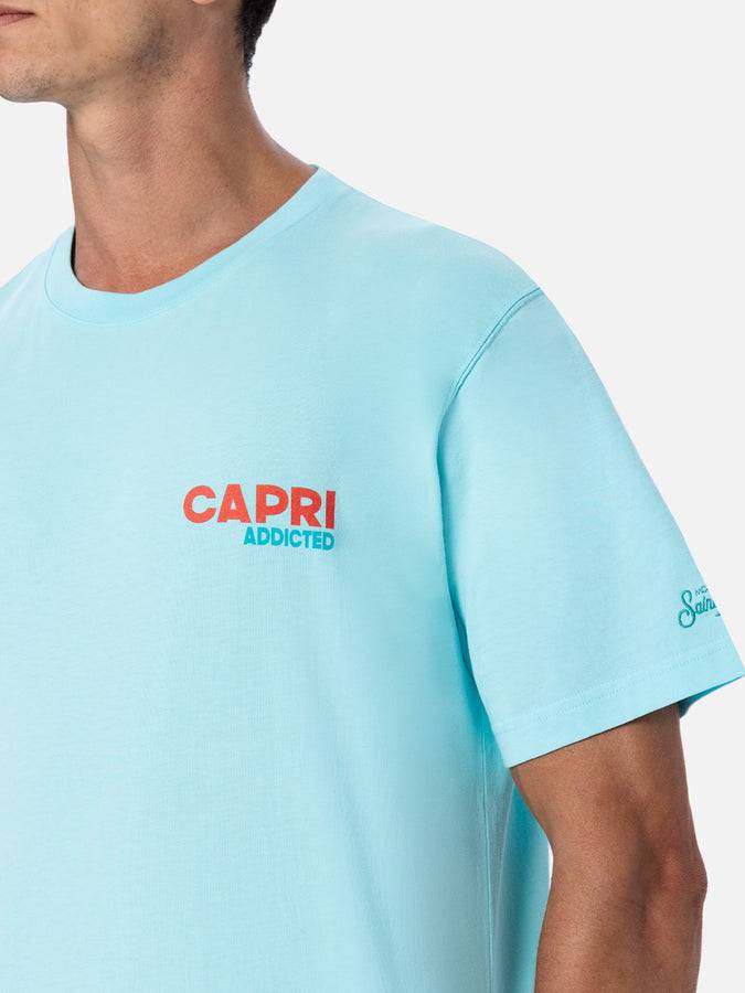 Mc2 Saint Barth T-shirt Uomo In Cotone Con Stampa Piazzata Cartolina Capri Addicted