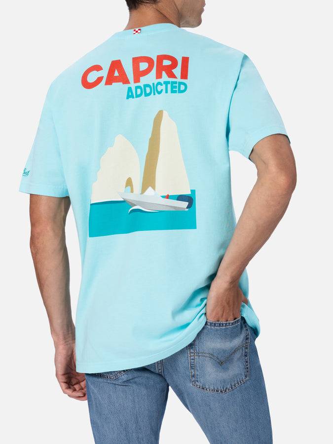 Mc2 Saint Barth T-shirt Uomo In Cotone Con Stampa Piazzata Cartolina Capri Addicted