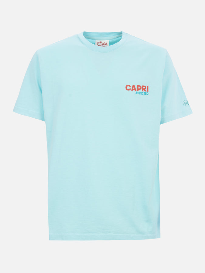 Mc2 Saint Barth T-shirt Uomo In Cotone Con Stampa Piazzata Cartolina Capri Addicted