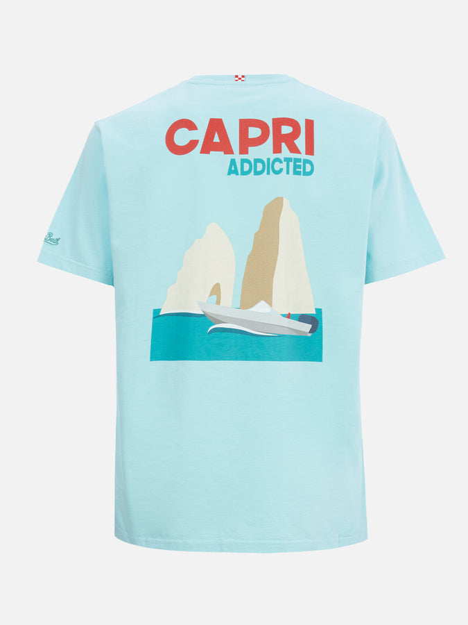 Mc2 Saint Barth T-shirt Uomo In Cotone Con Stampa Piazzata Cartolina Capri Addicted